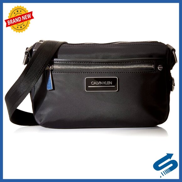 Nylon Crossbody Bag with Multiple Pockets Adjustable Strap Top Zip Closure